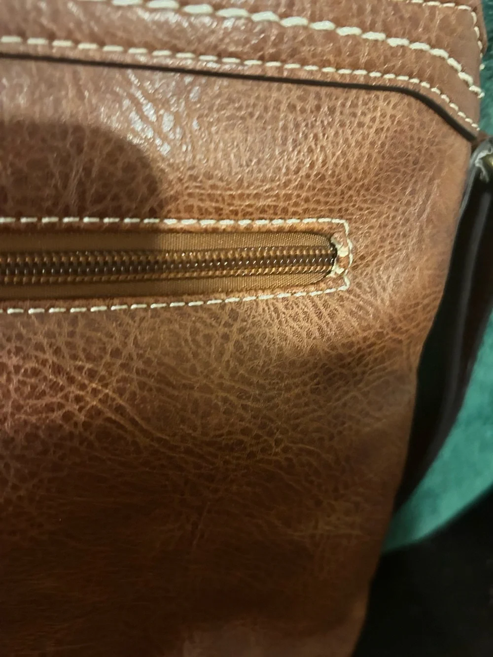 b.o.c. Brown Woven Leather Crossbody Bag with Brass Accents